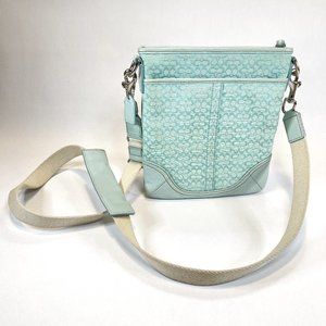 COACH Crossbody signature jacquard, canvas and leather, adjustable strap, BLUE